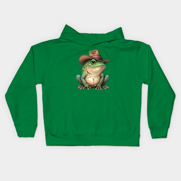 Cowboy Frog - I Love Frogs - Funny Toad Kids Hoodie by mstory